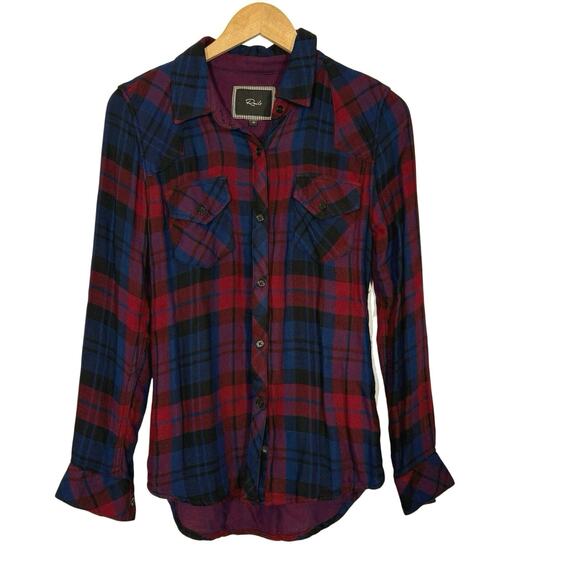 Rails Plaid Button Down Shirt Red Blue Women's XS Casual Western Grunge - Picture 2 of 8